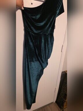 Emerald Green Velvet Asymmetric Dress